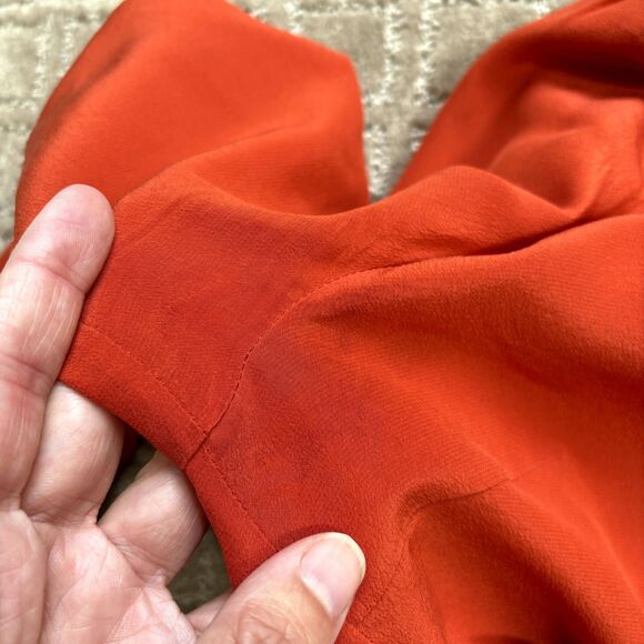 TORY BURCH Silk Blouse Women's Size 2 Orange Career Office Work V-Neck *READ* - Picture 9 of 14